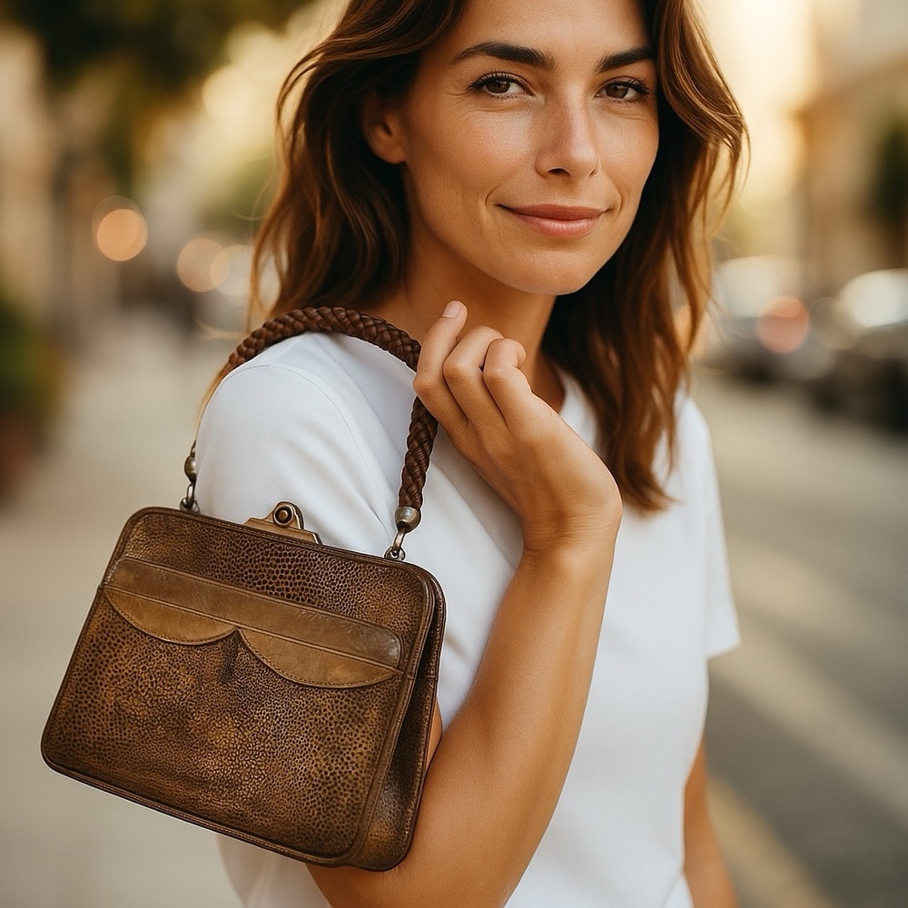 Vintage 1920’s-1940’s Brown Snakeskin Mini Bag Purse